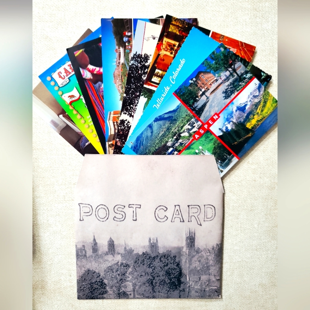 🙏 HAND CRAFTED Set of 8 postcards with 1 envelope